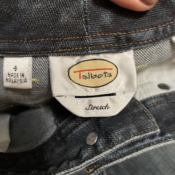 Vintage Talbots Womens Stretch Denim Blue Jean Capris Size 8 Cuffed Selvage Hem - Picture 11 of 15